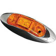 RV Designer L931 Oblong with Chrome Bezel LED Marker Light, Amber, 3.95" X 1.35" - image 1