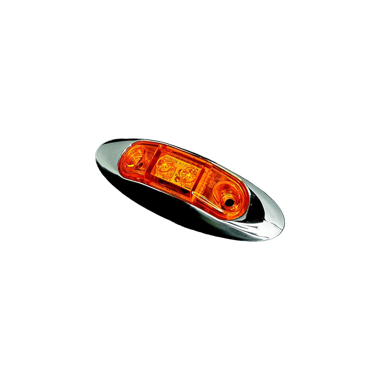 RV Designer L931 Oblong with Chrome Bezel LED Marker Light, Amber, 3.95" X 1.35" - image 2
