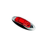 RV Designer L933 Oblong with Chrome Bezel LED Marker Light, Red, 3.95" X 1.35" - image 1