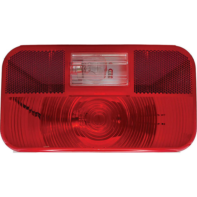 RV Designer L971 Incandescent Rectangular License Light & Bracket & Back Up With Reflex, Red, 8.5625" X 4.625" - image 1