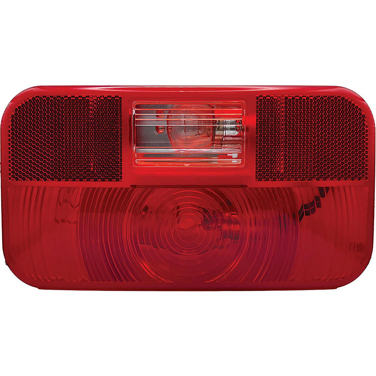RV Designer L973 Incandescent Rectangular Tail Light With Reflex & Back up Light, Red , 8.5625" X 3.125" - image 1