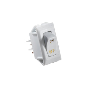 RV Designer White Rocker Switch w/Gold text, 10 A, On/Off - SPST - Cut-Out .550" x 1.125" - S265 - image 1
