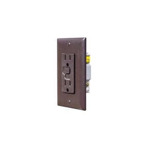 RV Designer Brown Dual GFCI Outlet w/Cover-Plate - S805 - image 1