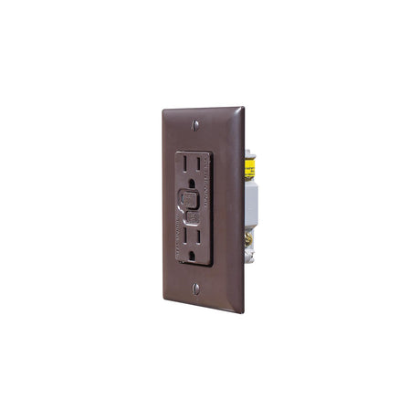 RV Designer Brown Dual GFCI Outlet w/Cover-Plate - S805 - image 1