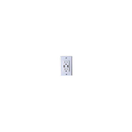 RV Designer AC Dual Outlet with Cover & 2 USB Charge Ports, White - S850 - image 1