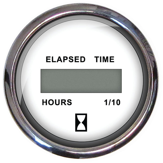 Faria Chesapeake White Stainless Steel Gauges - Hourmeter (Digital) - 13815 - image 1