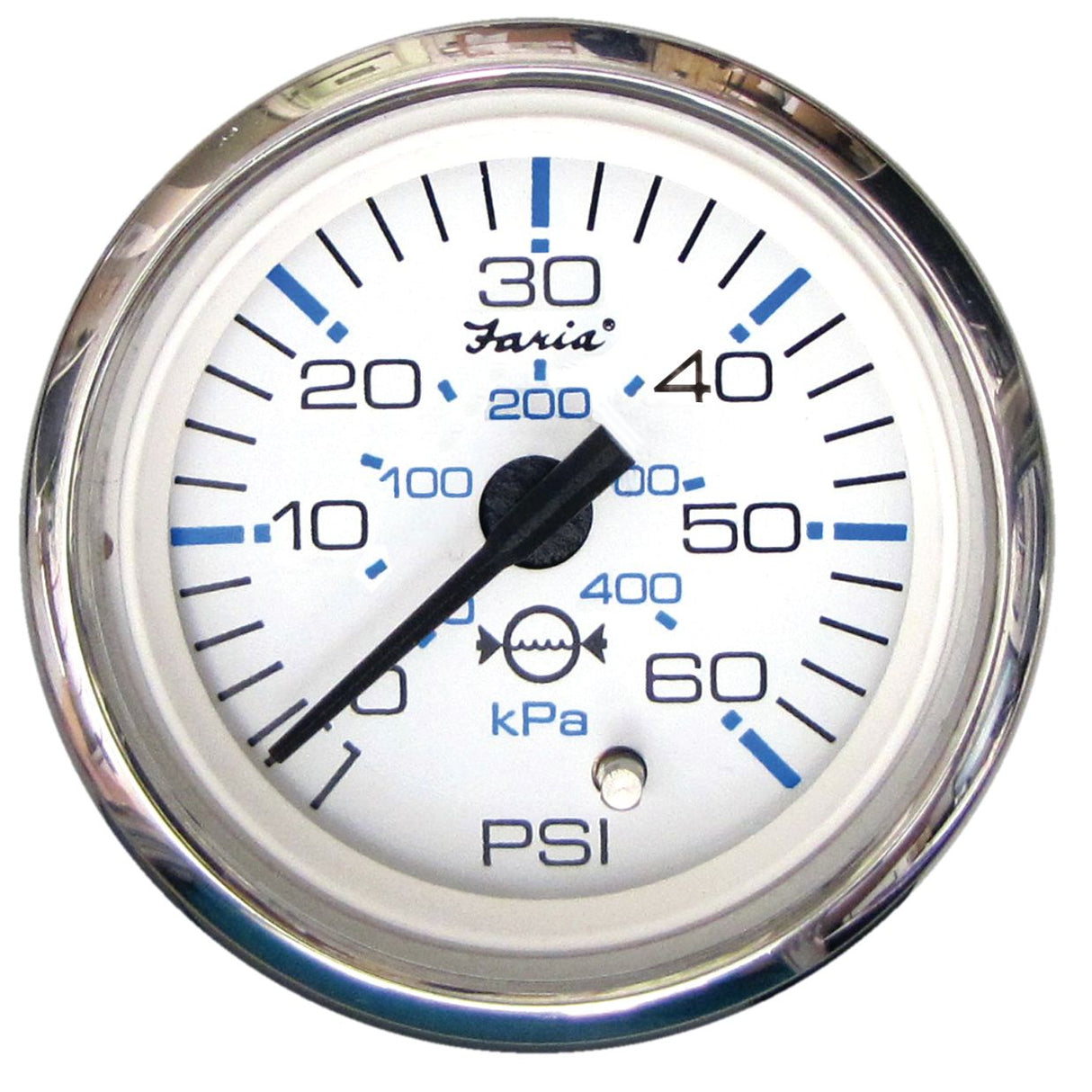 Faria Chesapeake White Stainless Steel Gauges - Water Pressure Gauge Kit (60 PSI) - 13875 - image 1