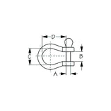 Sea-Dog Line Seadog 1470601 3/8" Stainless Steel Bow Shackle, Carded, A:3/8", B:7/8", C: 1-7/16", D:1-3/4" - 147060-1 - official Sea-Dog Line product image 3