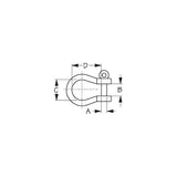 Sea-Dog Line Seadog 147056 1/4" Stainless Steel Bow Shackle, Bulk, A:1/4" , B: 1/2", C:13/16", D: 13/16" - 147056 - official Sea-Dog Line product image 4