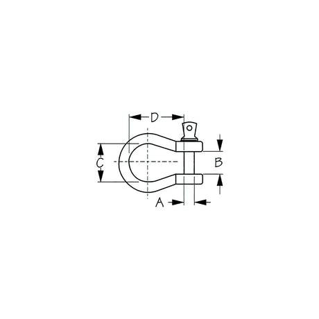 Sea-Dog Line Sea-Dog 147612 Galvanized Shackle-Load Rated, A: 5/8", B:13/16", C:1-1/4", D: 1-13/16" Max Load: 2 Ton - 147612