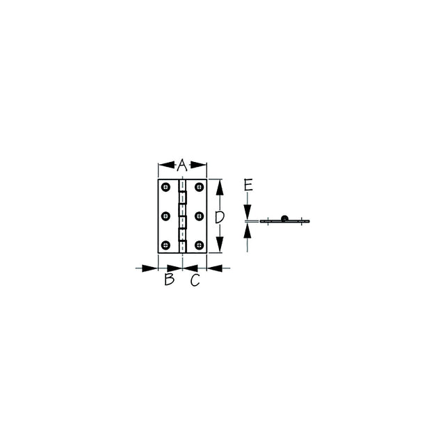 SEA-DOG 2030801 Dampening Butt Hinge, 2", 1" ,1", 3", /1/16", #8 FH, .11/.22 - image 1