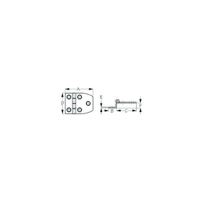 Sea-Dog 2035121 Dampening Offset Short Side Door Hinge #8 FH Weight .10/ .20 A=2-18", B=5/8", C=1-3/8", D=1-1/2", E= 1/16", F=3/8" - image 1