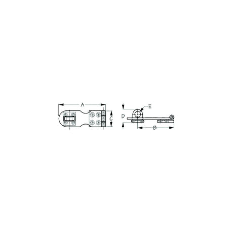 Sea-Dog Line Sea-Dog 2221201 Safety Hasp, , A:3", B:2-5/16", C:1", D: 3/4", E: 3/8", #6 FH, Chrome - 222120-1