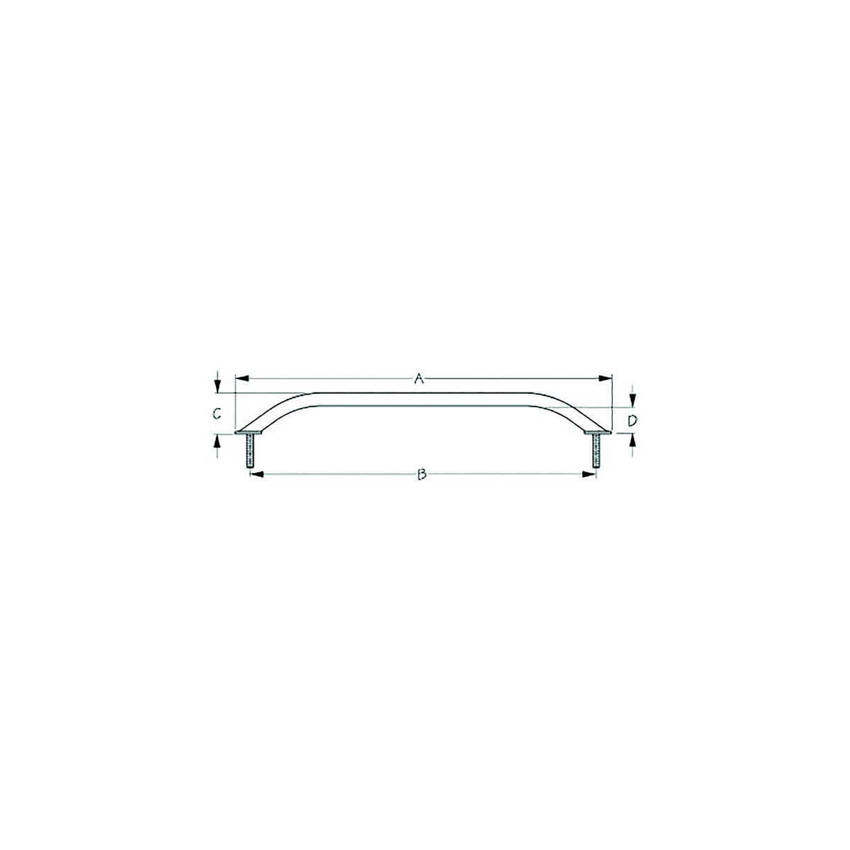 Sea-Dog 2546281 Stud Mount Flanged Handrail, Tube: 7/8" A: 25-1/4" , B: 24-1/4" , C: 2-1/4", D:1-1/2" , Fastener: 5/16"-18,Stainless - image 1