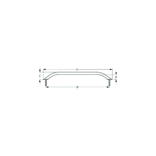 Sea-Dog 2546361 Stud Mount Flanged Handrail, Tube: 7/8" A:19-3/8" , B:18" , C: 2-1/4", D:1-1/2" , Fastener: 5/16"-18, Black Matte - image 1