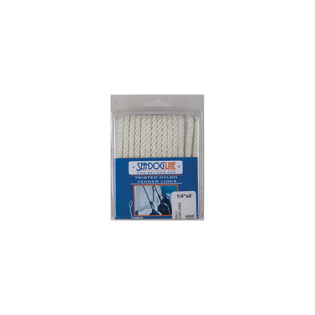Sea-Dog Line Sea Dog 301106006WH1 Premium Twisted Three-Strand Nylon Fender Line, 2/pk - 301106006WH-1