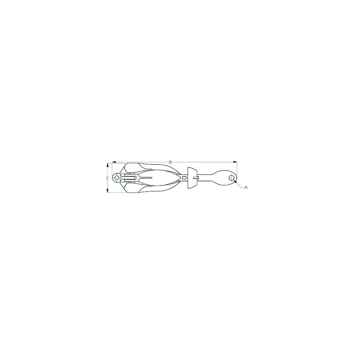Sea-Dog Line Sea-Dog 318003 Folding Grapnel Anchorr 3.5 lbs, A:1/2" , B:12", C:2-7/8", Boat Length: 5'-12', Line/Length: 1/4"/35' , Chain/Length: 3/16"/7'-10" - 318003 - official Sea-Dog Line product image 3