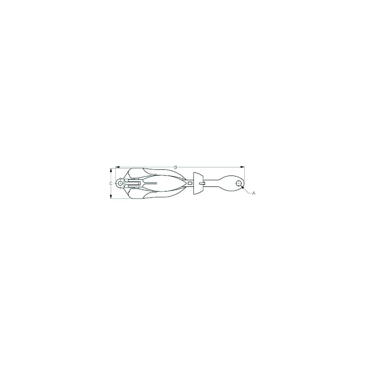 Sea-Dog Line 318022 Folding Grapnel Anchor, 22 lbs. A:1/2" , B:24-1/4", C:5", Boat Length: 22'-30', Line/Length: 3/8"150', Chain Length: 1/4"/10'-20' - image 2