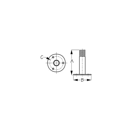 Sea-Dog Line Sea-Dog 3295151 Fixed Antenna Base, A: 4-1/4", B: 3", C: 2-1/4", 1/4" RH - 329515-1 - official Sea-Dog Line product image 3