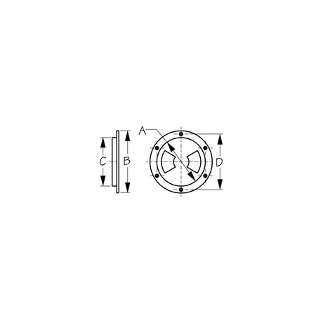 Sea-Dog Line Seadog 3361551 Smooth Finish Quarter-Turn Deck Plate, Black, , A: 5-1/2" , B:6-3/4", C:5-3/8", D:6-1/8"