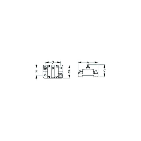 Sea-Dog 4208721 , Hi-Amp Surface Mount Resettable Circuit Breaker, 40 amps, A=2-7/8" B=1-7/8" C=1-3/4" D=2-3/16" E=1-1/16", 48 Volts - image 2