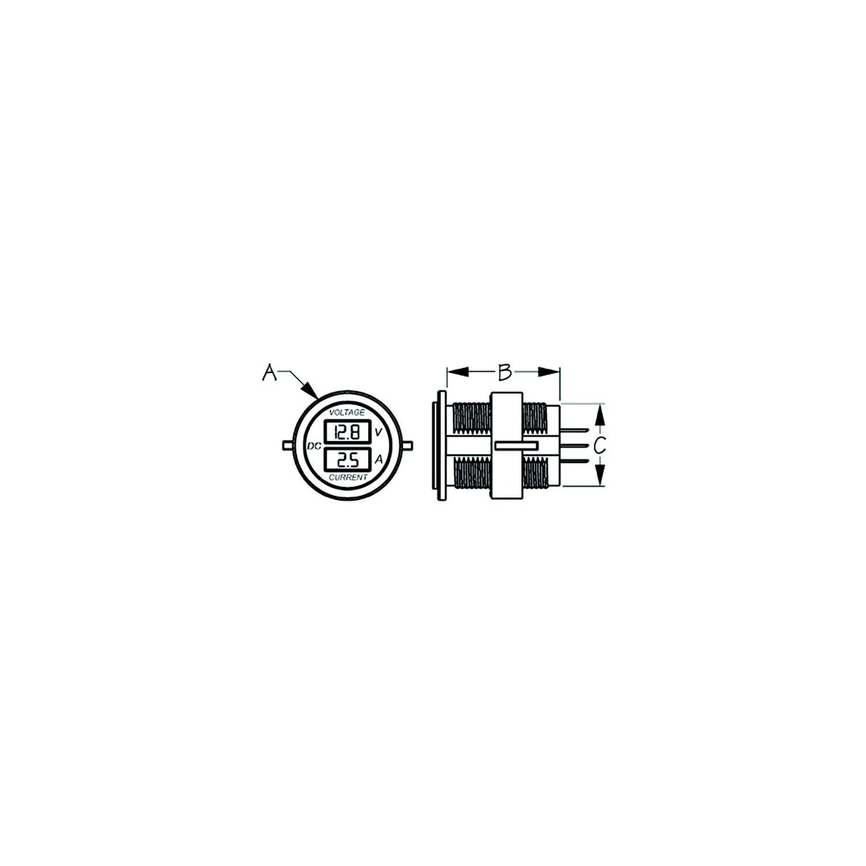 Sea-Dog Round Voltage Amp Meter - 6V-30V 0 Amp - 10 Amp Meter [421625-1] - official Sea-Dog Line product image 2