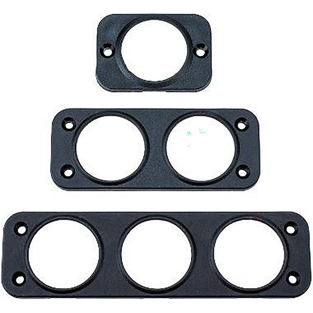 Sea-Dog, 4260331, Back Mount Socket Panel, A: 5-3/16", B: 1", C: 1-1/8", Black, Holes: 3, #8 FH - image 1