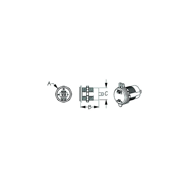 Seadog 4265111 USB 3.0 & USB-C Power Socket with Voltmeter, A:1-7/16" B: 1-1/2" C:1-1/8", Volts: 8-32 - image 1