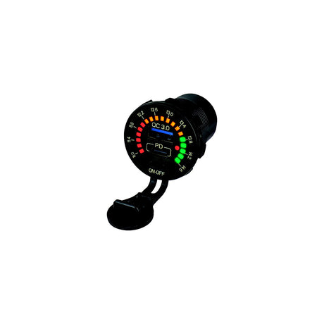 Sea-Dog Line Seadog 4265191 Rainbow Volt Meter w/USB 3.0 & USB-C Power Socket - 426519-1