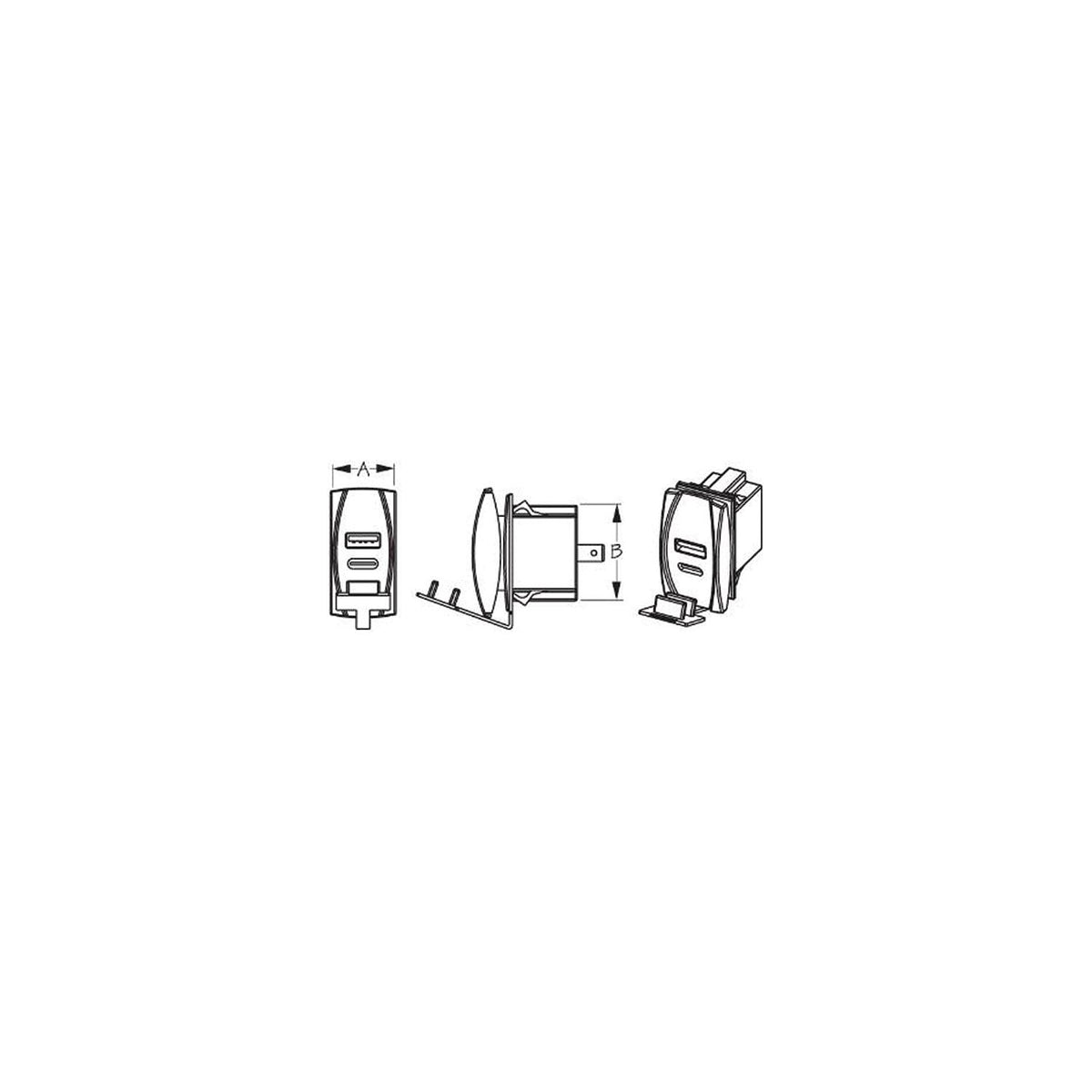Sea-Dog Line Sea-Dog 4265211 USB & USB-C Rocker Switch Style Power Socket - image 1
