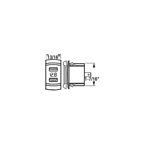 Sea-Dog Line Seadog 4265271 Double USB Rocker Switch Style Voltmeter w/Hidden Display - 426527-1