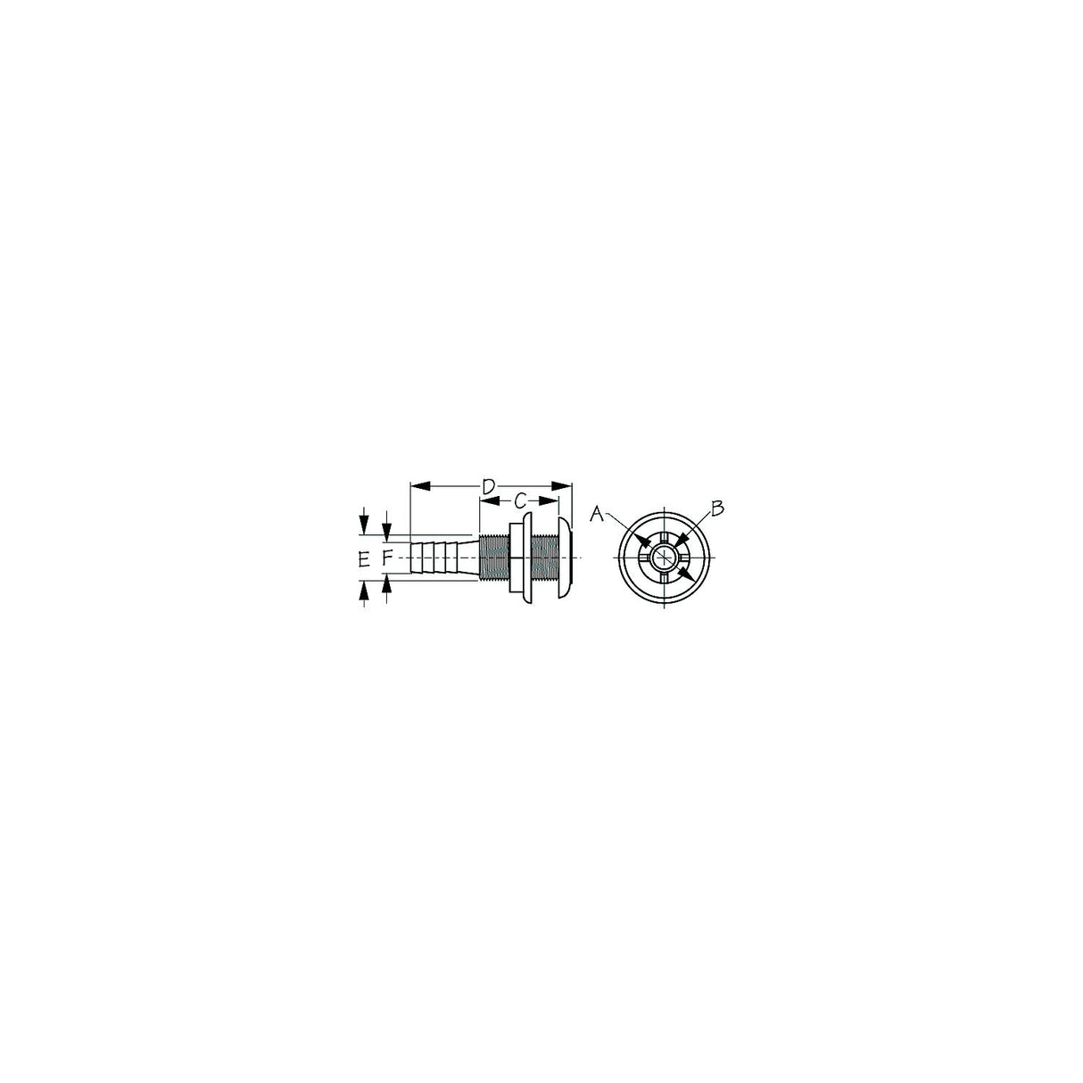 Sea-Dog Line Thru-Hull Fitting 1 1/8" -- - 520770-1