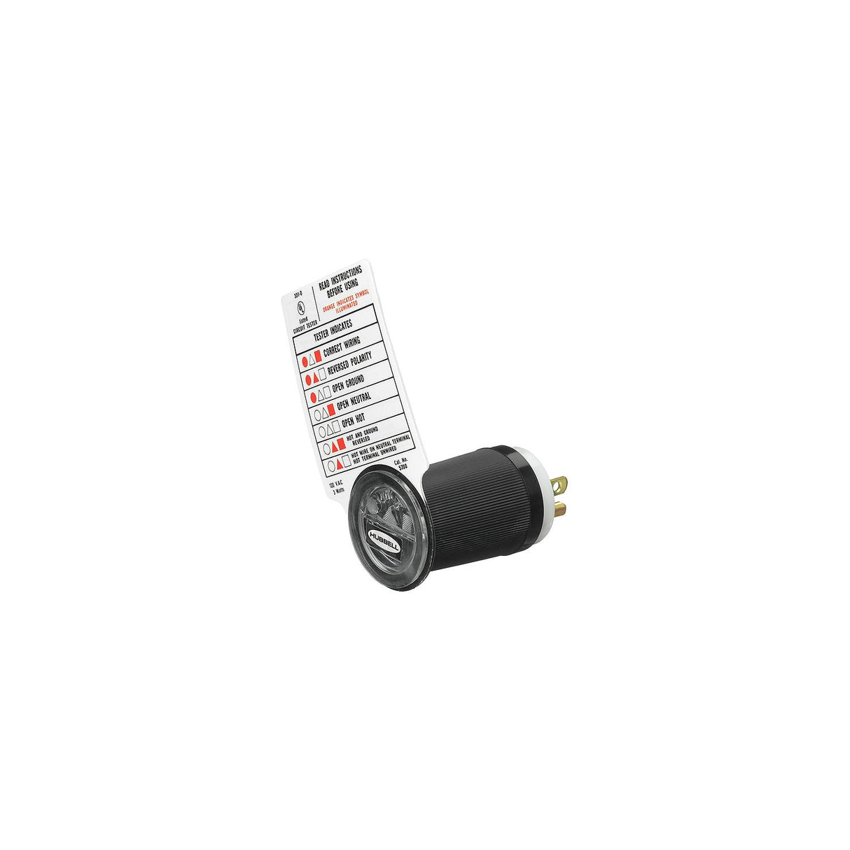 Hubbell HBL5200 Black 125V Outlet Circuit Tester - HBL5200