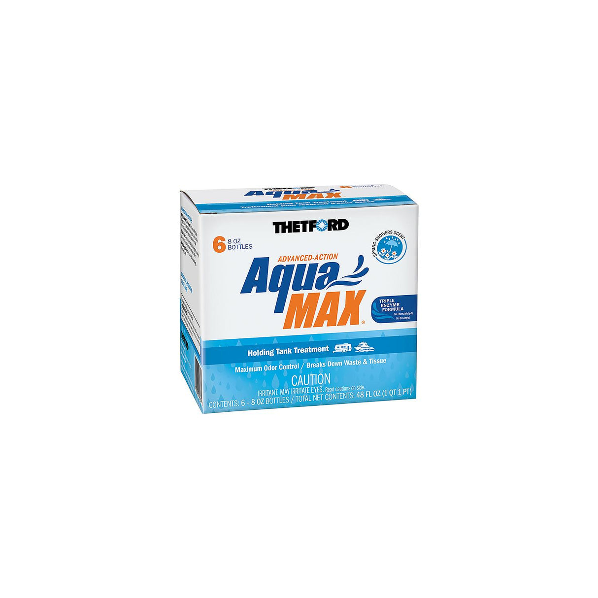 Thetford AquaMax Holding Tank Treatment - 6-Pack - 8oz Liquid - Spring Shower Scent [96634] - official Thetford product image 2