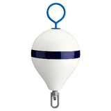 Polyform U.S. Polyform 13.5" CM Mooring Buoy w/Galvanized Iron - White Blue Stripe - CM-2 WHT W/STR