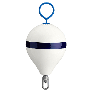 Polyform U.S. Polyform 13.5" CM Mooring Buoy w/Galvanized Iron - White Blue Stripe - CM-2 WHT W/STR