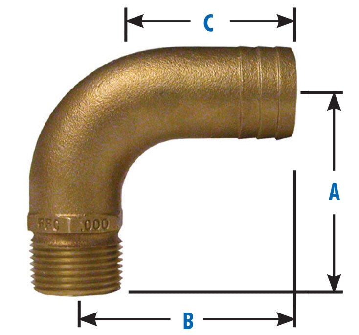 Groco FFC Series NPT Full Flow Pipe to Hose Elbow (2-1/2" NPT) - FFC-2500 - image 1