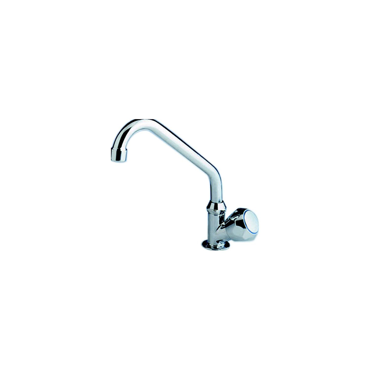 Scandvik 10169 Standard Cold Water Tap With Double Bend Swivel Spout, Standard Knob - 10169P