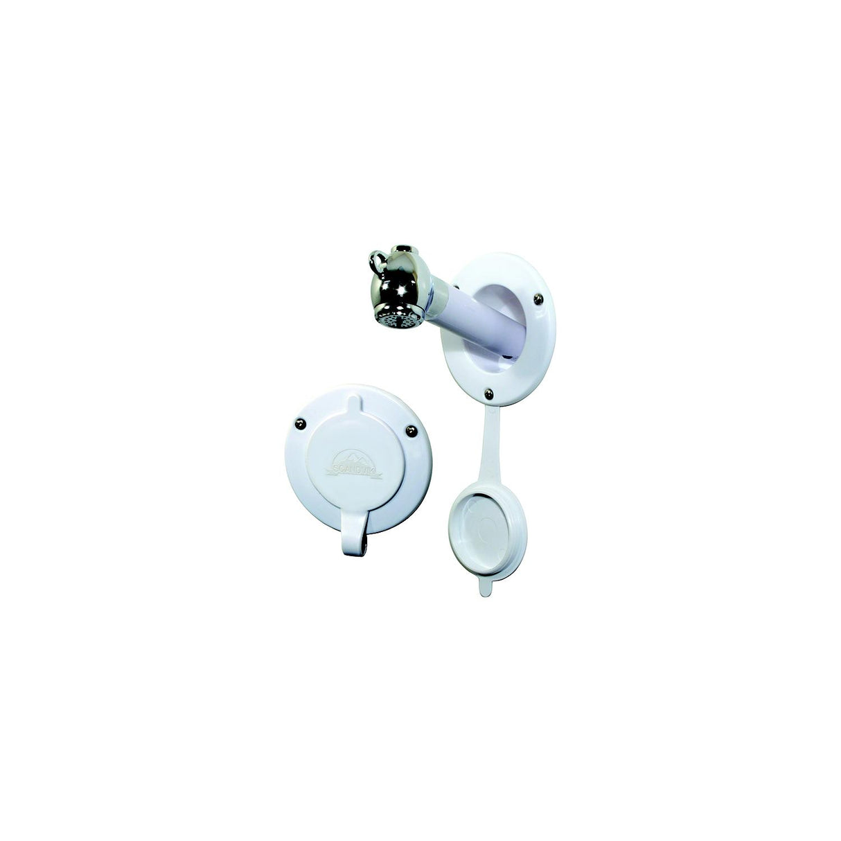 Scandvik 10750 Recessed Transom Shower For Vertical Installation With 6' White Nylon Hose - 10750P