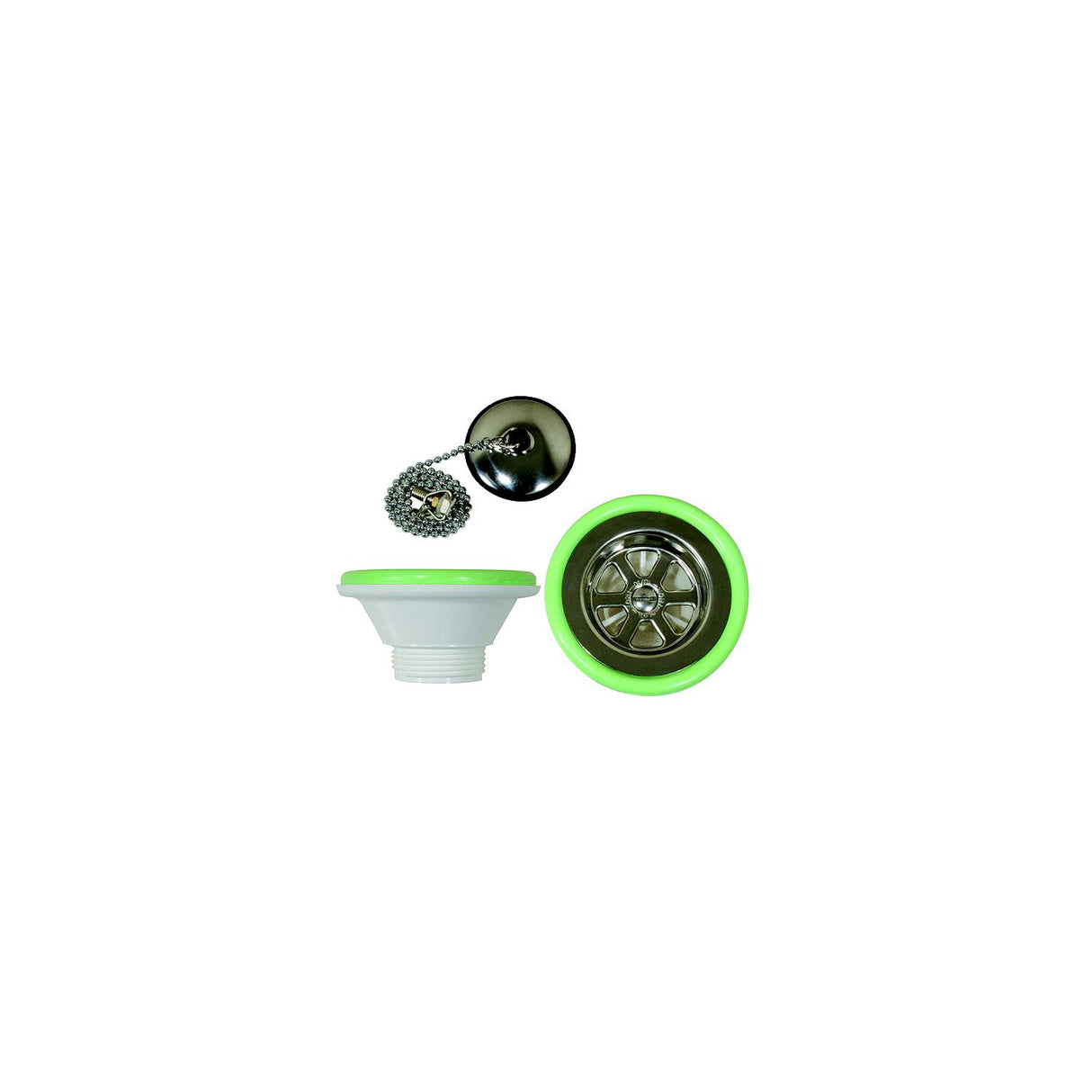 Scandvik 10300 1-1/4" Outlet Sink Drain With Stopper Fits 2-1/16" Drain Hole - 10300P