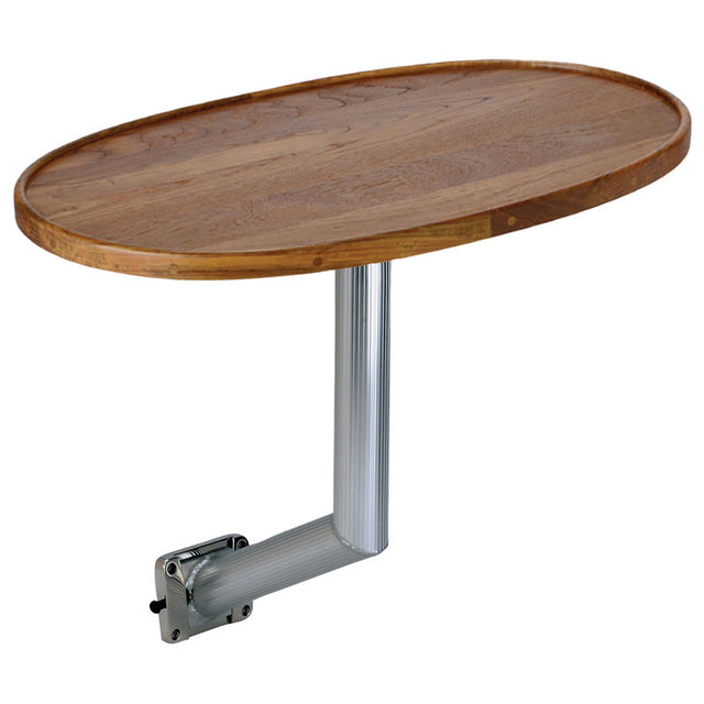 Garelick EEz-In Side Mount Coaming Table Leg System (Teak Table Top with Anodized Aluminum Table Leg) - 75459S - image 1