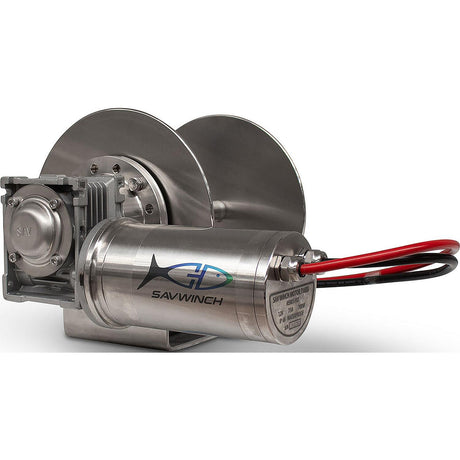 Savwinch 5008 SS Drum Anchor Winch, Rope Kit 332' of rope and chain (310' of 1/4" double-braid rope; 22' of 1/4" chain), Fits w/ 1000SS, Boats up to 23', 14.85" W x 9.8" H - image 1
