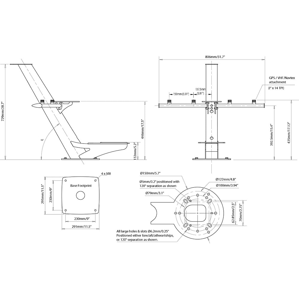 Scanstrut Tapered Radar Mast - PTM-R1-1