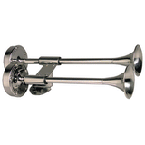 Schmitt Marine Deluxe All-Stainless Shorty Dual Trumpet Horn - 12V - 10012
