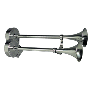 Schmitt Marine Deluxe All-Stainless Dual Trumpet Horn - 12V - 10028