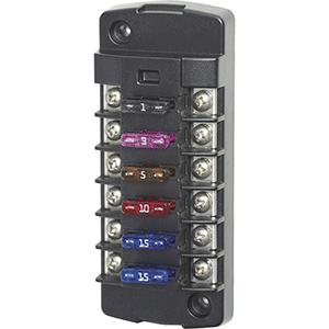 Blue Sea Systems Blue Sea 5037 ST Blade Fuse Block w/o Cover - 6 Circuit Independent w/o Negative Bus