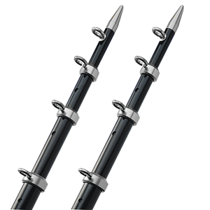 TACO Marine TACO 15' Telescopic Outrigger Poles HD 1-½" - Black/Silver - OT-0542BKA15-HD