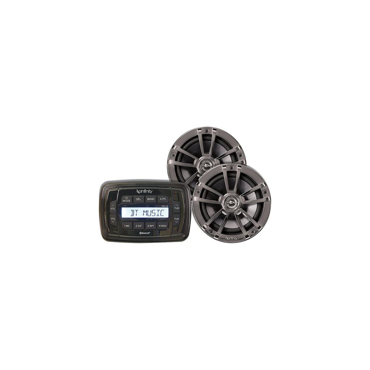 Infinity INFMPK250 AM/FM/USB Bluetooth Multimedia Receiver & 225 Watt 2-Way Marine Waterproof Speakers Stereo Package - INFMPK250