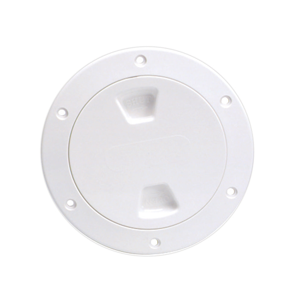 Placa de cubierta atornillable central lisa Beckson de 4" - Blanco [DP40-W]