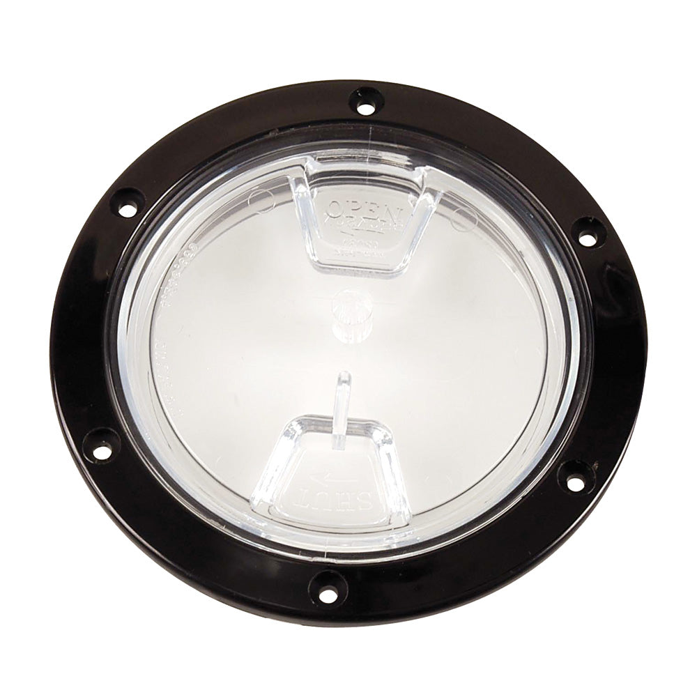 Beckson Placa de cubierta central atornillada transparente de 4" - Negro [DP40-BC]